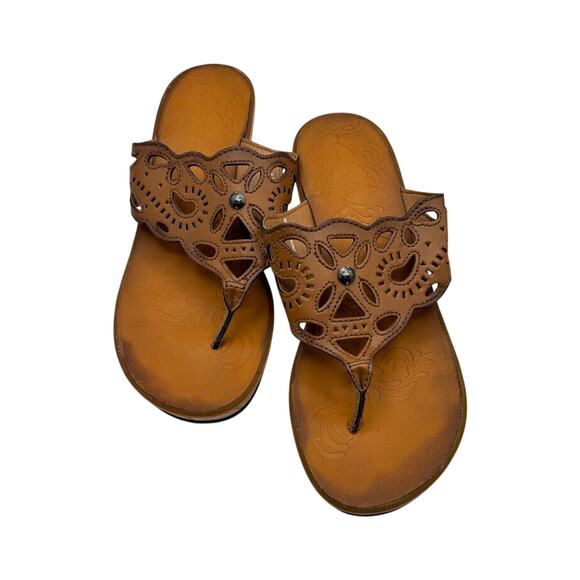 Clarks Cork Wedge Sandals Boho Laser-Cut Thong Sandals 8.5 Resort Festival - Picture 3 of 12